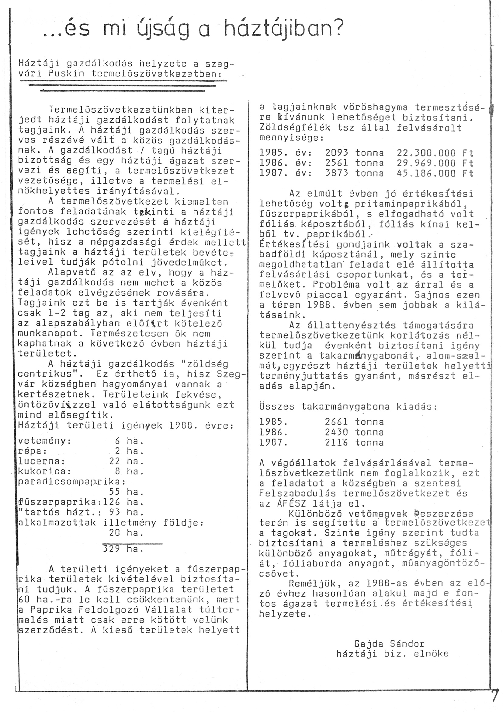 Szegvári Napló 001. lapszám – 1988. – 07. oldal – Digitalizá