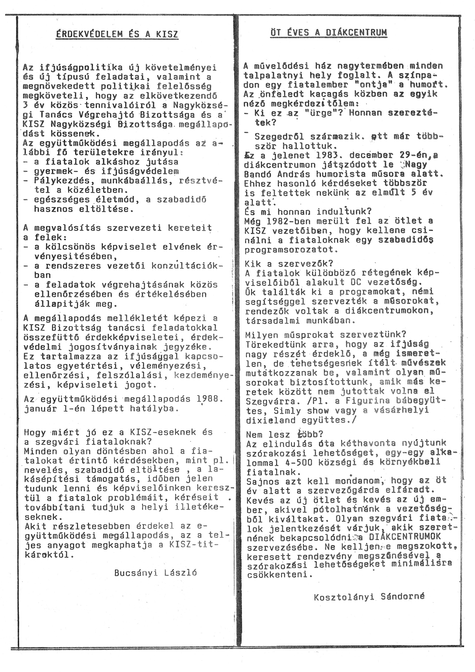 Szegvári Napló 001. lapszám – 1988. – 13. oldal – Digitalizá